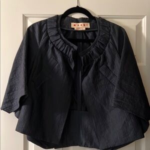 Marni Navy Ruffled Jacket